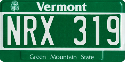VT license plate NRX319