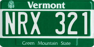 VT license plate NRX321