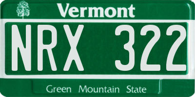 VT license plate NRX322
