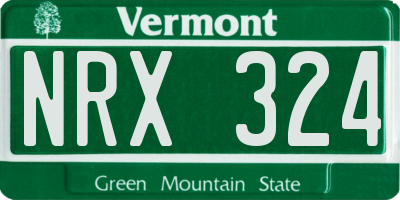 VT license plate NRX324