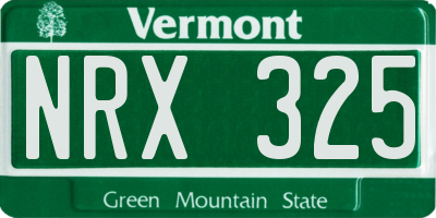 VT license plate NRX325