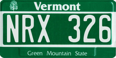 VT license plate NRX326