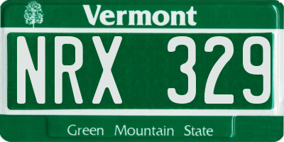 VT license plate NRX329