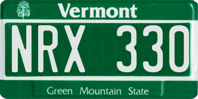 VT license plate NRX330