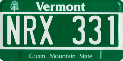 VT license plate NRX331