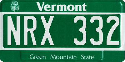 VT license plate NRX332