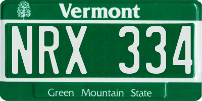 VT license plate NRX334