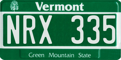 VT license plate NRX335