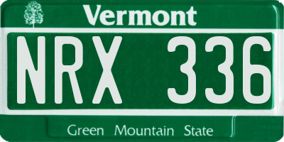 VT license plate NRX336