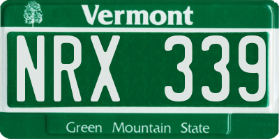 VT license plate NRX339