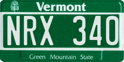 VT license plate NRX340