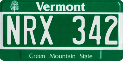 VT license plate NRX342