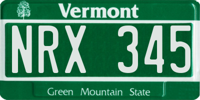 VT license plate NRX345