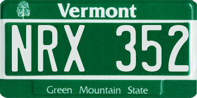 VT license plate NRX352