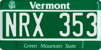 VT license plate NRX353