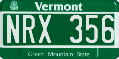 VT license plate NRX356