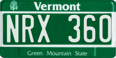 VT license plate NRX360