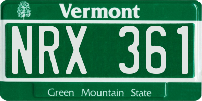 VT license plate NRX361