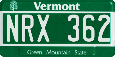 VT license plate NRX362