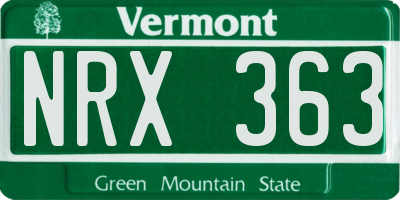 VT license plate NRX363