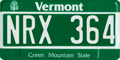 VT license plate NRX364