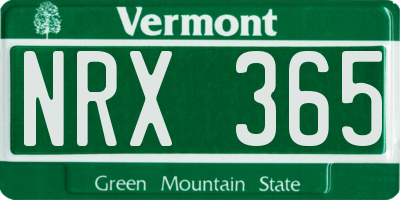 VT license plate NRX365