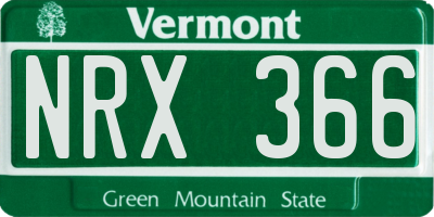 VT license plate NRX366