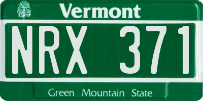 VT license plate NRX371