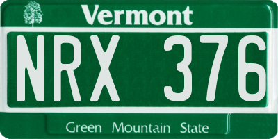 VT license plate NRX376