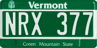 VT license plate NRX377