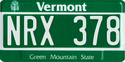 VT license plate NRX378
