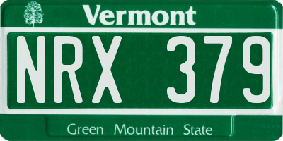 VT license plate NRX379