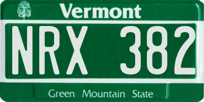 VT license plate NRX382
