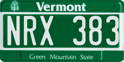 VT license plate NRX383