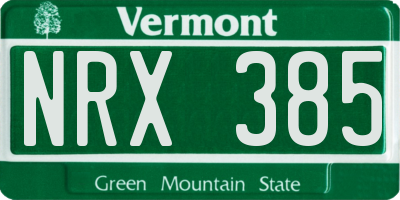 VT license plate NRX385