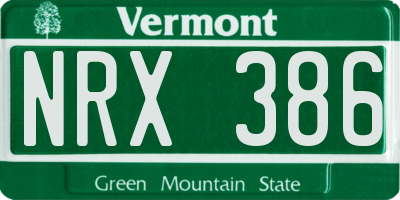 VT license plate NRX386