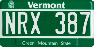 VT license plate NRX387