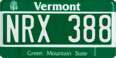 VT license plate NRX388