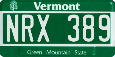 VT license plate NRX389