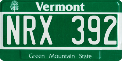 VT license plate NRX392