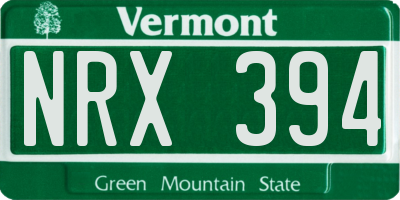 VT license plate NRX394
