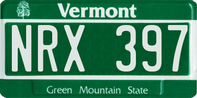 VT license plate NRX397