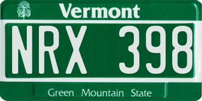 VT license plate NRX398