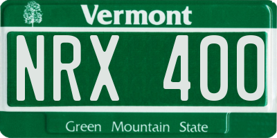 VT license plate NRX400