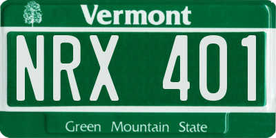 VT license plate NRX401