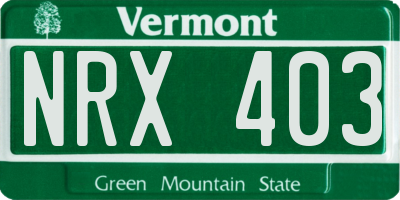 VT license plate NRX403