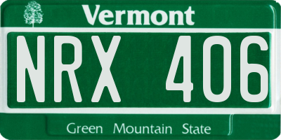 VT license plate NRX406