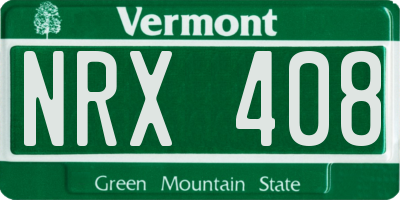 VT license plate NRX408
