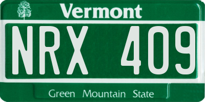 VT license plate NRX409