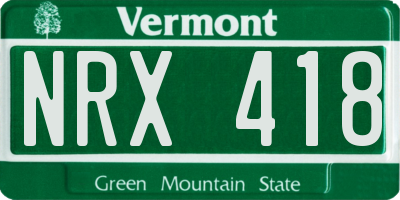 VT license plate NRX418